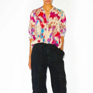 Isabel Marant - MARIA TOP, long sleeves, size 34 US/Small, Beige-Raspberry